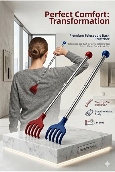 KaktüsKedi Hanımeli Metal Telescopic Stainless Steel Back Scratcher (Luxury S...