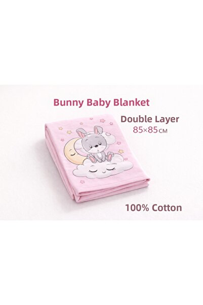 Babush Rabbit Patterned Combed Cotton Baby Blanket Si Double Layer 85X85 cm 1...