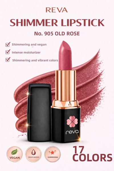 REVA أحمر شفاه شيمر أولد روز رقم: 905 أحمر شفاه نباتي لامع وبراق