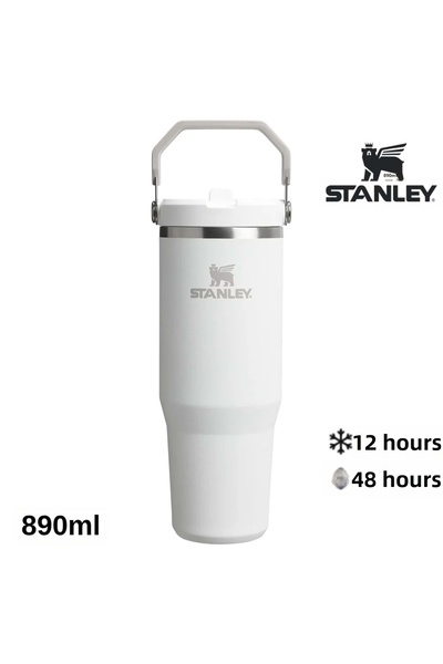 Stanley كوب ترمس IceFlow Flip Straw مع ماصة 0.89 LT زجاجة مياه بيضاء