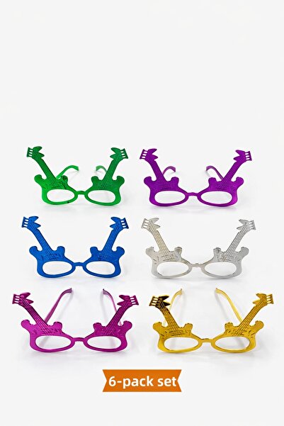 PARTİPORT 6Pcs Guitar Shaped Party Glasses Colorful Non Glass Entertainment G...