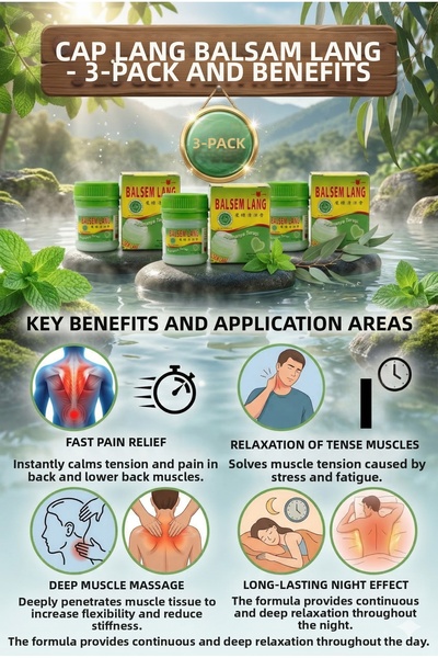 CAP LANG بلسم لانج 3pcs، بلسم تدليك عطري منعش للاستخدام اليومي لتخفيف الآلام،...