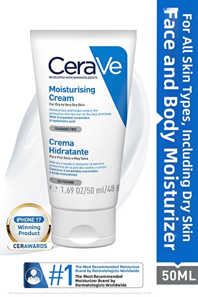 CeraVe Ενυδατική Κρέμα 50 ml - Για Ξηρά και Πολύ Ξηρά Δέρματα