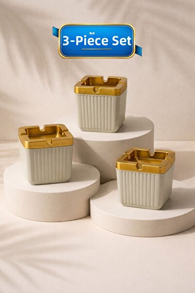 LE PARİS Set of 3 Decorative Striped Ashtrays |   Smokeless Cigarette Ashtray...