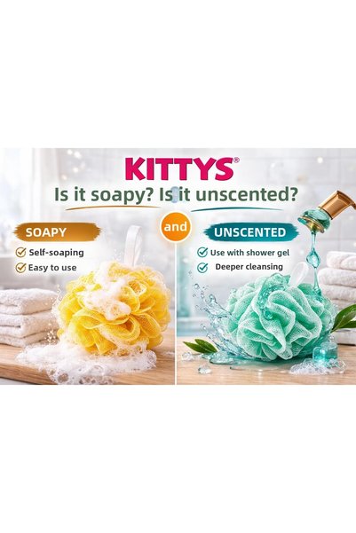 Kitty's KITTYS 3 قطع من ليفة الاستحمام السوداء الخالية من الصابون 40 جرام، ليفة استحمام ناعمة ومتينة، تستخدم مع جل الاستحمام