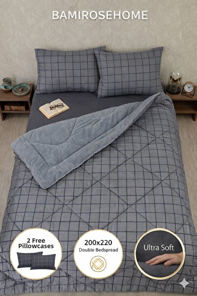 BAMİROSE Pilotă dublă cu două fețe și husă de pernă DIAMOND LUX WELLSOFT, pen...