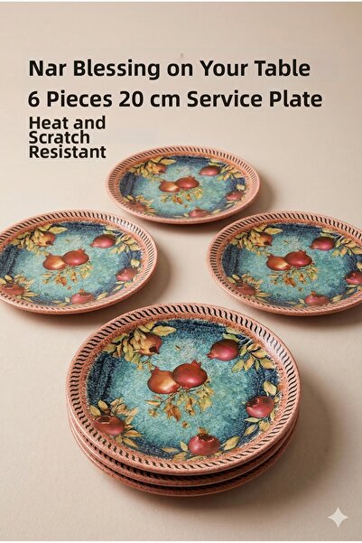 EMBazaar 6-Piece Pomegranate Garden Series Full Pattern/Cake Presentation Pla...