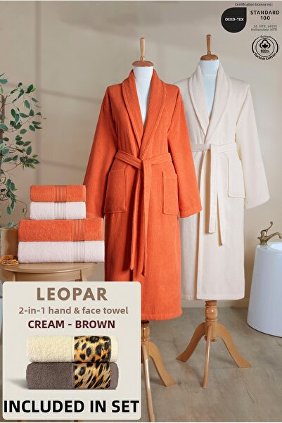 Ellaline 6-Piece Striped Bathrobe Family Set 100% Cotton Certified + Leopar 2...