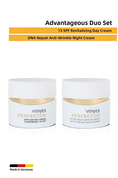 VITAYES مجموعة مزدوج مميزة مع عامل حماية من الشمس 15 - كريم منعش للنهار واللي...