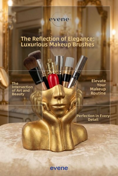 Evene منظم أدوات المكياج، حامل فرش المكياج، منظم أدوات المكياج، لون ذهبي، موديل 28