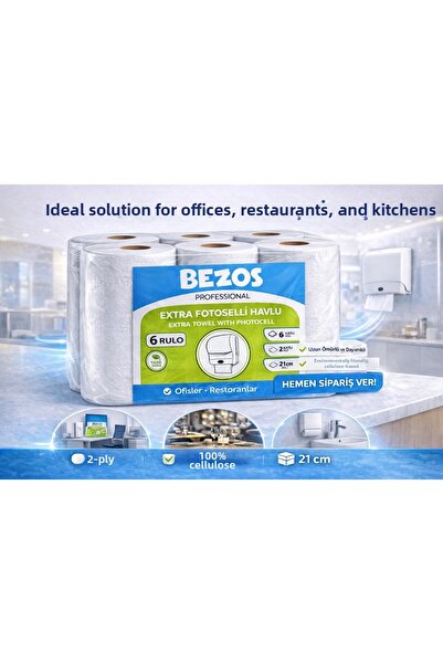 Twin Store Bezos Professional Photocellulose Towel 6 Rolls – 2-Ply Cellulose ...