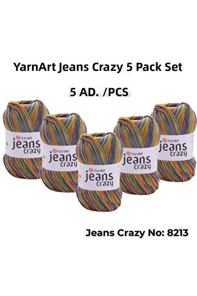 Yarnart Yarn Art Jeans Crazy Örgü Ipi 8213 Punch Ipi Pachet de 5