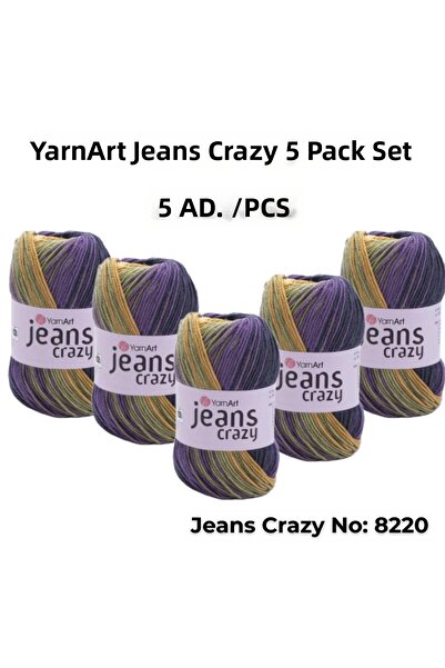 Yarnart Yarn Art Jeans Crazy Örgü Ipi 8220 Punch Ipi Pachet de 5