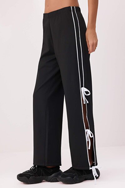 Trendyol Collection Black Diver/ Scuba Knitted Sports Sweatpants with Fabric ...