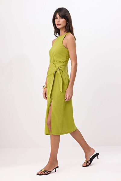 Συλλογή Trendyol Πράσινο φόρεμα με λεπτομέρεια από δέσιμο με κορδόνια, μίντι ...