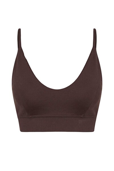 Trendyol Collection Dark Brown Diver/Scuba Covered Sports Bra Twoss22Ss0045