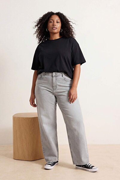 Trendyol Curve Základní kousky šatníku Šedé 100% bavlněné nepružné tenké látk...