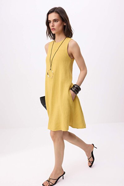 Trendyol Collection Mustard Mini Pocketed Woven Dress Twoss26El00763