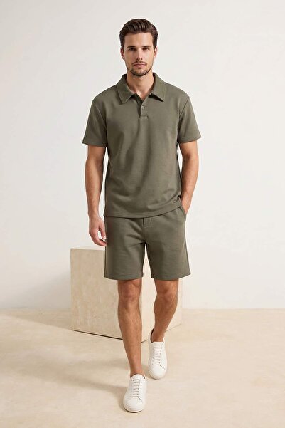 Trendyol Collection Khaki Loose Fit Polo Neck Thick Tracksuit Set Tmnss26Em00001