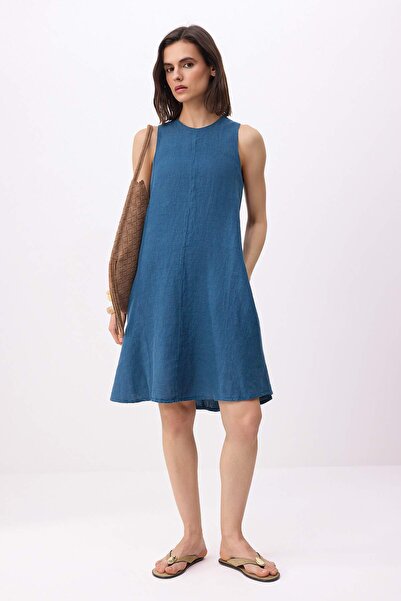 Trendyol Collection Indigo Mini Pocketed Woven Dress Twoss26El00763
