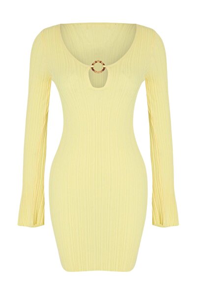 Trendyol Collection Μίνι φόρεμα παραλίας με κίτρινα πλεκτά αξεσουάρ TBESS26EL...