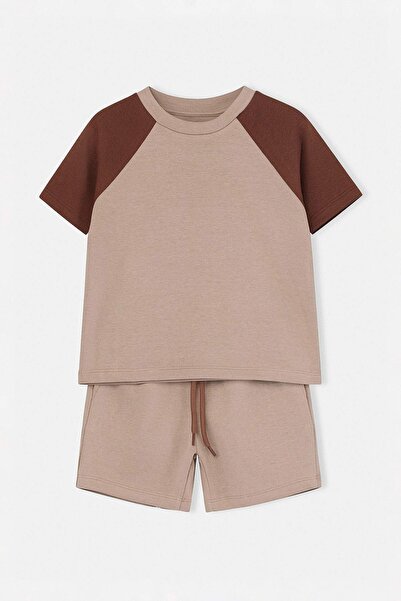 TRENDYOLKIDS طقم ملابس منسوجة مسطحة من فرو المنك - طقم علوي وسفلي TKDSS26AU00031