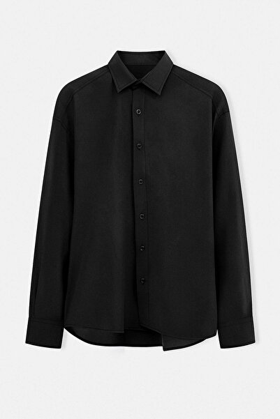 Trendyol Collection Black Regular Fit Modal Textured Thin Summer Shirt Tmnss2...
