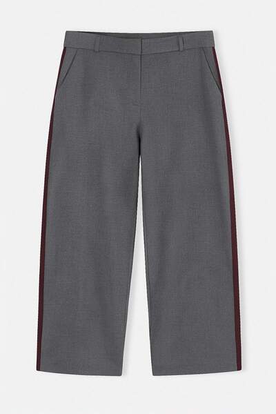 Trendyol Curve Anthracite Claret Red Striped Woven Plus Size Pants Tbbss26Ar0...