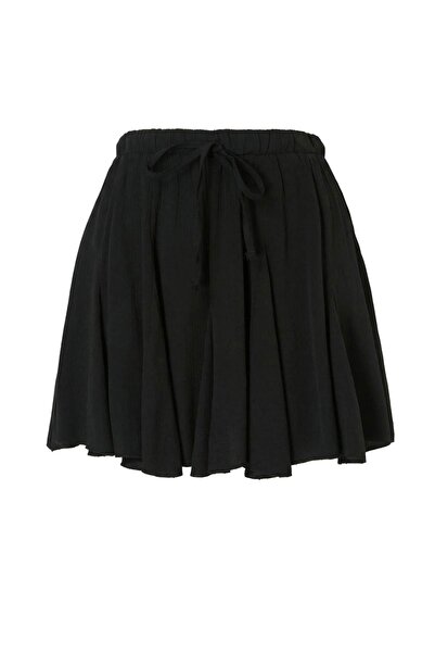 Trendyol Collection Fusta neagră țesut Crinkle Super Mini de plajă TBESS26ET0...