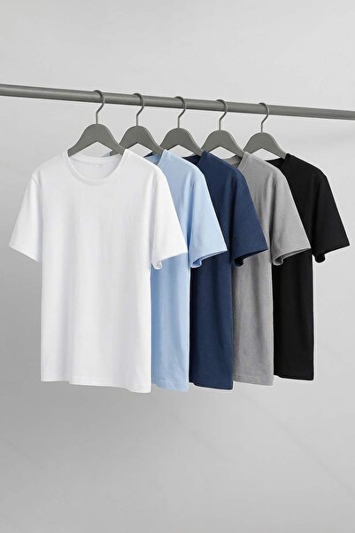 Trendyol Collection Negru-Gri-Indigo -Albastru-Alb Pachet de 5 Regular Fit B ...