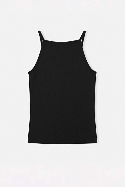 Trendyol Curve Black Halter Neck Camisole Basic Knitted Plus Size Undershirt ...