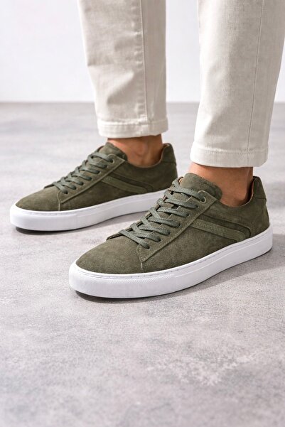 Vantaggio حذاء رياضي رجالي من الجلد السويدي - حذاء رينجر كاكي برباط