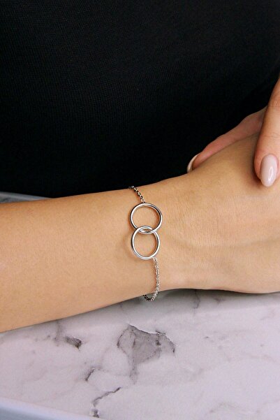 Argentum Concept 925 Ayar Gümüş Kesişen Çift Halkalı Bileklik- B079201