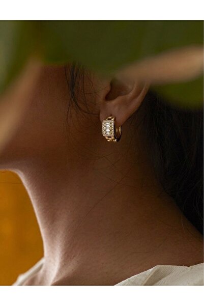 Markiz Takı Xuping Mini Hoop Earrings with Stones
