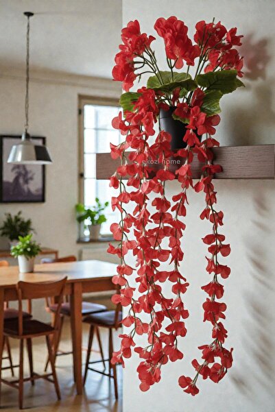 Ekozi Home Saksıda Yapay Sarkan Bitki Ortanca 6 Dal 60 Cm