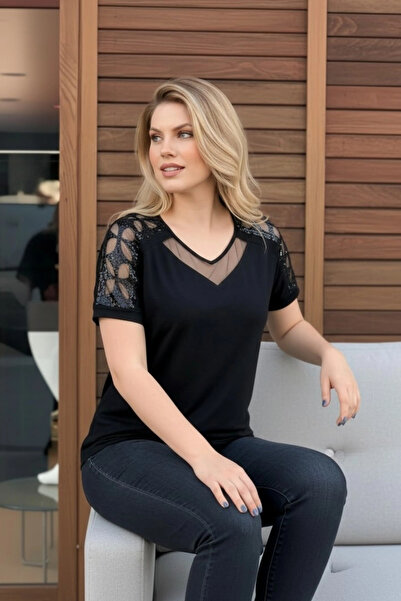 aytemas بلوزة مطرزة بالليزر على الكتف