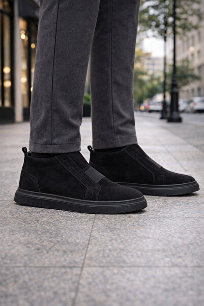 Vantaggio Cizme pentru bărbați Notte Black Nubuck 100% piele naturală