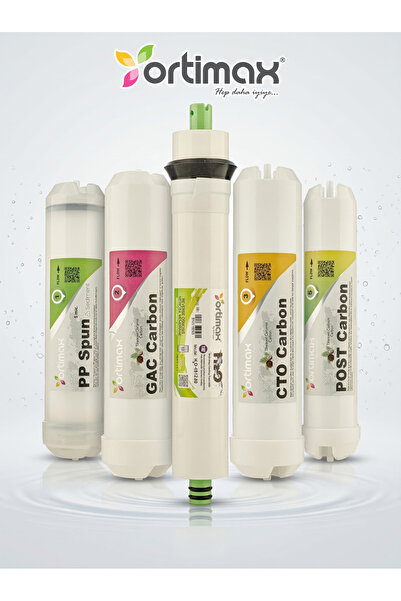 Ortimax 5'li Su Arıtma Filtre Seti – PP Sediment, GAC, CTO Karbon, Membran ve...