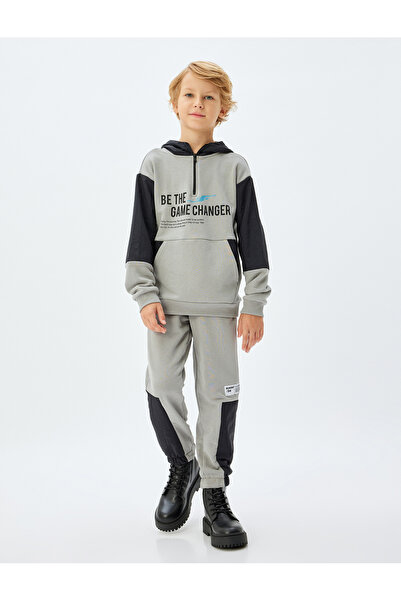 Koton Jogger Sweatpants Color Block με δεμένες τσέπες στη μέση