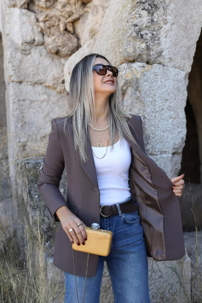 bytugcekaya Blazer premium maro cu detaliu cu nervuri