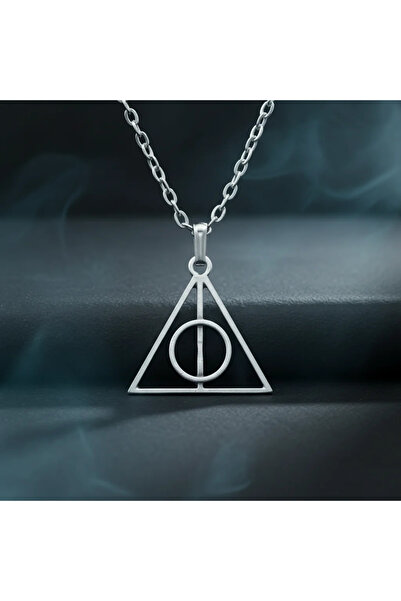 Alooya Harry Potter Ölüm Yadigarları Üçgen Gümüş Kaplama Düz Zincir Kolye