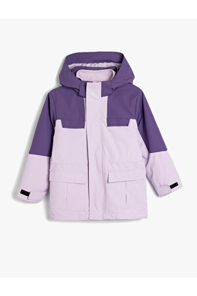 Koton Übergroßer Reißverschlussmantel - Detaillierte Tasche mit Kappe, Windkappe