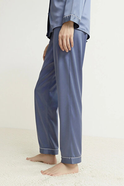 Espuar Ženska pidžama sa satenskim donjim delom, detaljnim šavovima, dugim ru...