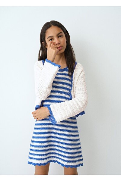 MANGO Kids Çizgili ajur örgü elbise