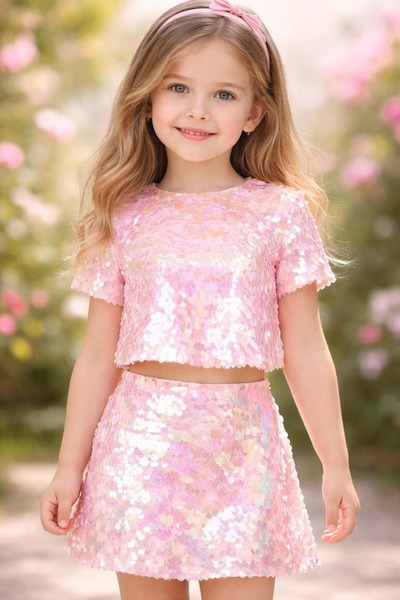 Pamina Kız Çocuk Alt Üst Etek Takım PEMBE