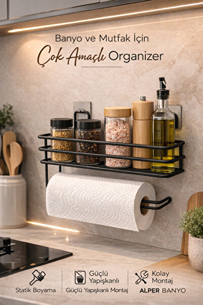 Alper Banyo Suport adeziv Rola de hârtie Suport pentru prosoape Suport șerveț...