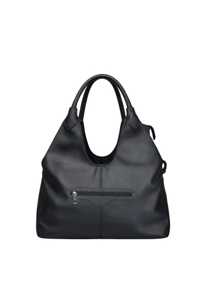 Çantachım Women's Bag Si Daily Stylish Design Soft Vegan Shoulder Strap Hobo Leather Hand & Shoulder Bag Bag Si Black