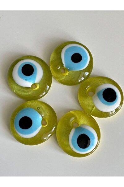 Rosso Levanto 5 Τεμάχια 4 εκ. Κίτρινες Χάντρες Κακού Ματιού Πολύχρωμες Χάντρε...