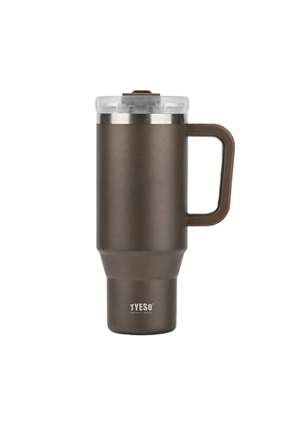 Tyeso Qq Thermos Leak Proof with Straw Double Wall Vacuum 1200ml Brown