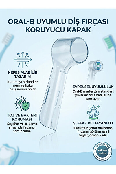 Pimarketim Oral-b Şarjlı Diş Fırçası Başlık Koruma Kapağı 1 Adet Uyumlu
